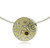 Mokume gane small discus pendant in  22k gold, 18k white gold and silver with ruby set in 22k gold