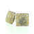 22k gold, 18k white gold and silver mokume gane square pillow stud earrings with flush set diamonds