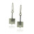 textured silver square drop earrings with polished central bar and ear hooks