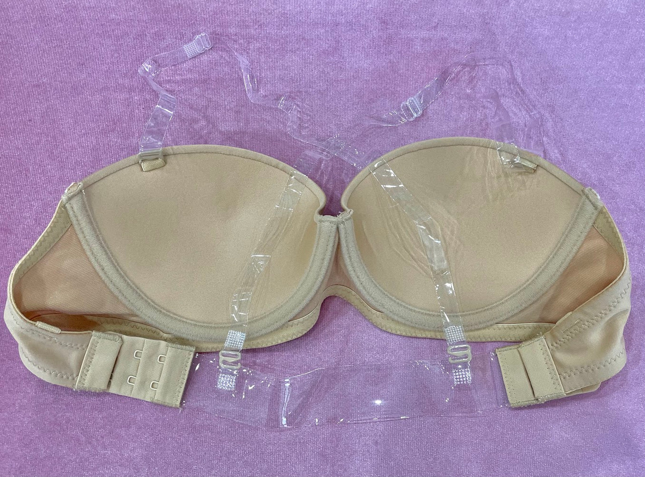 Beautifully Me! Strapless Bra Clear Back NUDE Neon Dancewear