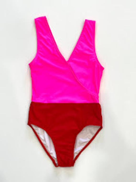 Leotard "Trinity"  in Shocking Pink and Redcoat W8