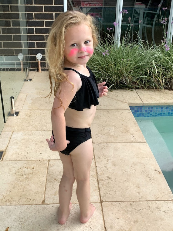 Girls Frilled Two Piece Swimwear - Cockatoo Black