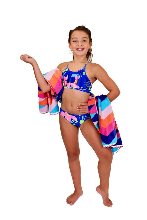 Girls Frilled Two Piece Swimwear - Aloha Blue