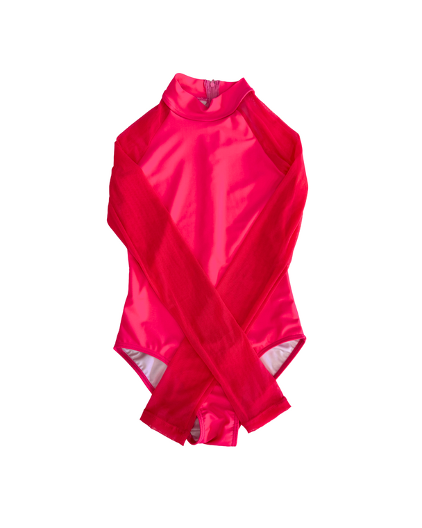Leotard "Sophie Mesh Long Sleeve" Pink Glow Adult 8
