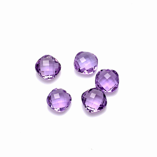 Amethyst Cushion Double Side Checkerboard Faceted 8X8 mm 5 Piece 10.52 Carat GSCAM019