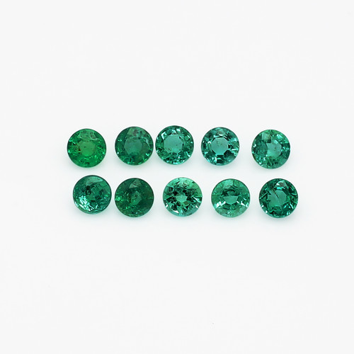 Emerald Round Faceted 4 mm 10 Piece 2.54 Carats GSCEM0036