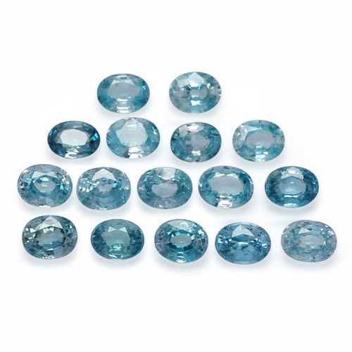 Natural Blue Zircon Oval Faceted 7X9 mm 16 Piece 44.58 Carats GSCNZ004