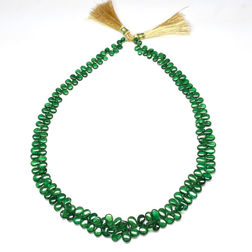 Tsavorite Pear Briolette Beads Cabochon  3.5X5 mm To 5X9.5 mm  157.18 Carats GSCTS018