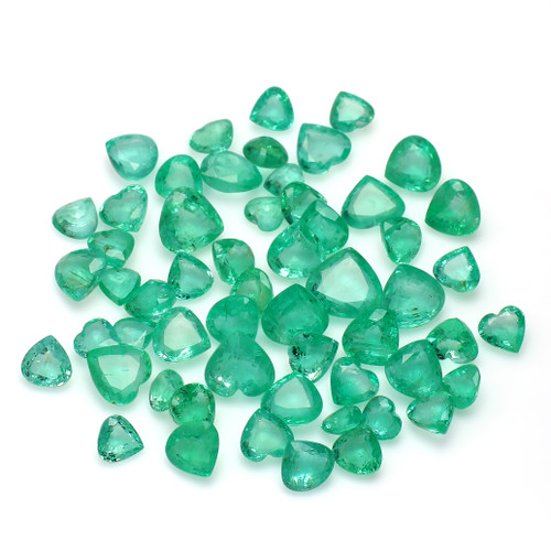 Emerald Heart Faceted  5X5 mm to 8.5X9 mm  56 Pieces  47.10 Carats GSCEM0093