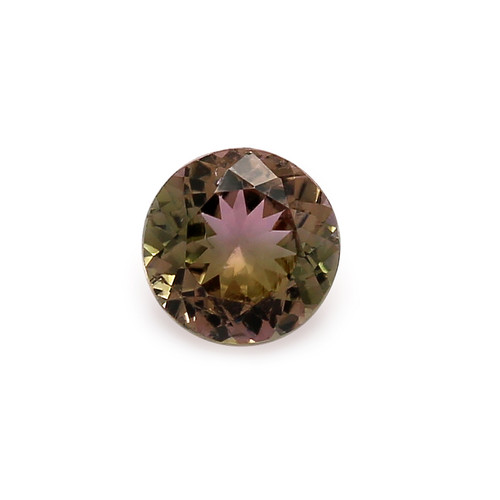 Bi-Color Tourmaline Round Faceted  7 mm 1.15 Carats GSCTO358