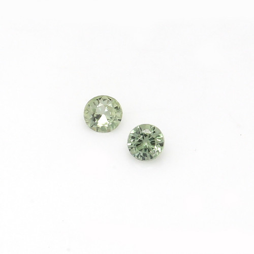 Green Sapphire Round Faceted  3 mm 2 Piece 0.177 Carats GSCGSP001