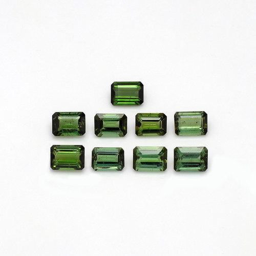 Green Tourmaline Octagon Faceted 7X5 mm 9 Pieces 10.02 Carats GSCTO426