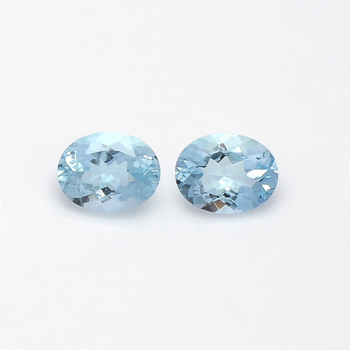 Aquamarine Oval Faceted 7X9 mm 1 Pair  3.55 Carats GSCAQ170