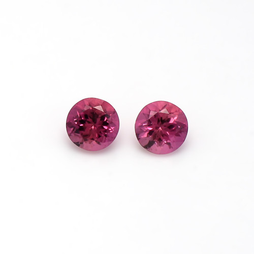 Rubellite Tourmaline Round Faceted 7.5 mm 2 Piece 3.64 Carats GSCTO449