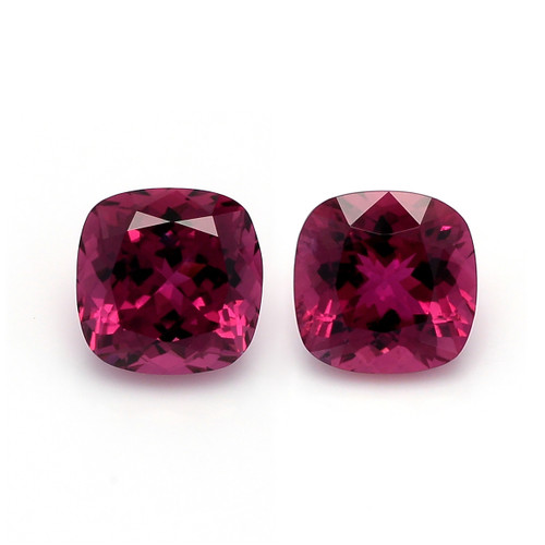 Rubellite Tourmaline Cushion Faceted 12.50 mm -13 mm 1 Pair 19.74 Carats GSCTO468