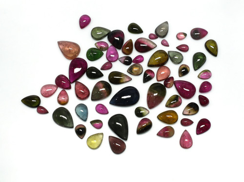 Tourmaline Pear Cabochon 4X6 mm to 12.5X19.5 mm 61 Pieces 185.82 Carats GSCTO526