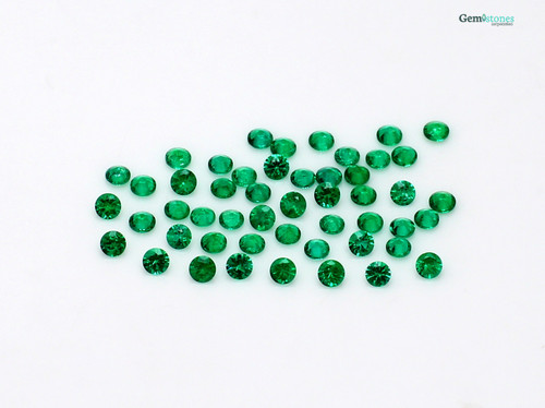 Emerald Faceted Round 2.2 mm 63 Piece 2.13 Carats GSCEM0266