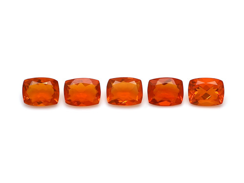 Fire Opal Cushion Faceted 7X9 mm 5 Piece 6.59 Carats GSCFO212