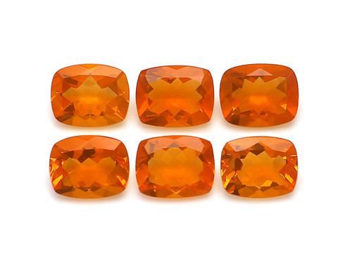 Fire Opal Cushion Faceted 8X10 mm 6 Piece 11.50 Carats GSCFO216