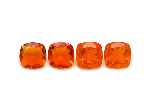 Fire Opal Cushion Faceted 9X9 mm 4 Piece 7.25 Carats GSCFO217