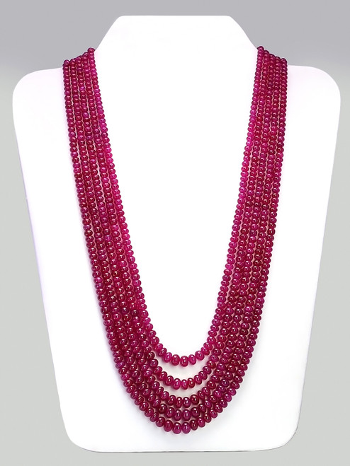 Ruby Round Beads Cabochon 3.25 mm to 6.25 mm 5 Line 21.7 Carats GSCRUB0064