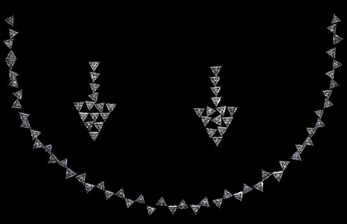 Natural Diamond Trillion Necklace Set Fancy Cut Faceted 81 Pieces 17.56 Carats GSCND0032