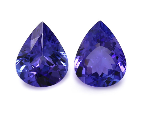 Tanzanite Pear Faceted 8X10 mm AAA+ 2 Piece 4.16 Carats GSCTZ0515