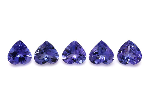 Tanzanite Heart Faceted 7X7 mm SHR AAA+ 5 Piece 4.03 Carats GSCTZ0531
