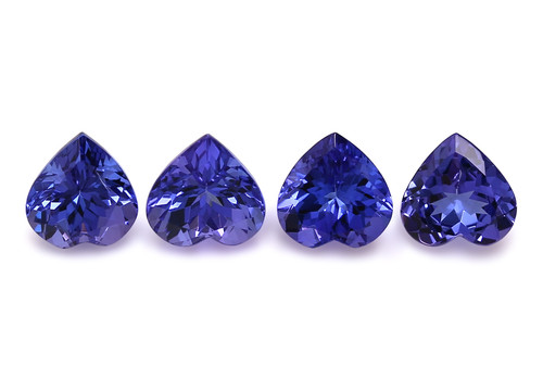 Tanzanite Heart Faceted 7X7 mm STR AAAA 4 Piece 5.26 Carats GSCTZ0532