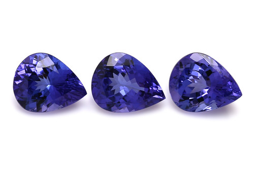 Tanzanite Pear Faceted 8X10 mm AAA+ 3 Piece 7.28 Carats GSCTZ0535