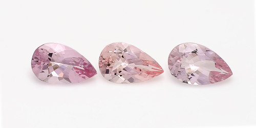 Pink Morganite Pear Faceted 8X13 mm 3 Piece 8.48 Carats GSCPEMO168