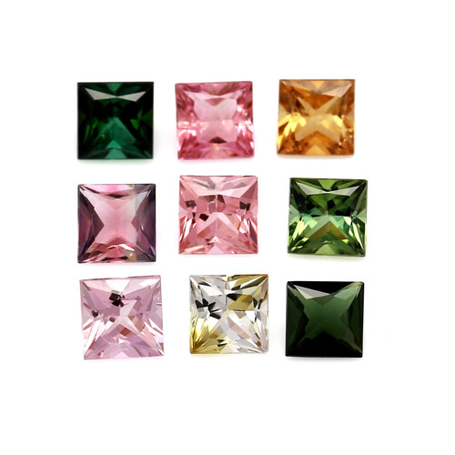 Tourmaline Square Faceted  5 x 5 mm 22 Piece 91.76 Carat GSCTO134