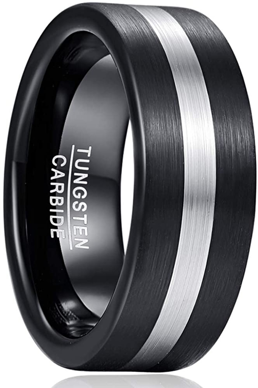 Black Stainless Steel Wedding Band Mens Black Ring 12