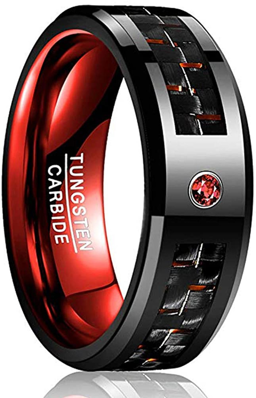 Black and red clearance tungsten carbide rings