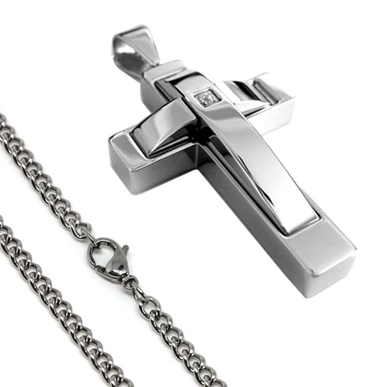 Mens Stainless Steel Cross Pendant Necklace Byzantine Chain 18 Inch/20 Inch/22  Inch/24 Inch/26 Inch/28 Inch/30 Inch Cross Necklace | Wish