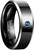8mm Mens Black Wedding Band Polished Beveled Edge Tungsten Carbide Rings with Blue CZ Comfort Fit Size 7-12