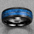 Men's 8mm Tungsten Wedding Ring Black with Blue Imitated Meteorite and Arrows Inlay Hunting Band Size 7 to 12