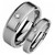 Tungsten Wedding Band Set, Brush Finish with Cubic Zirconia inlaid, Step Edge, 8MM and 6MM