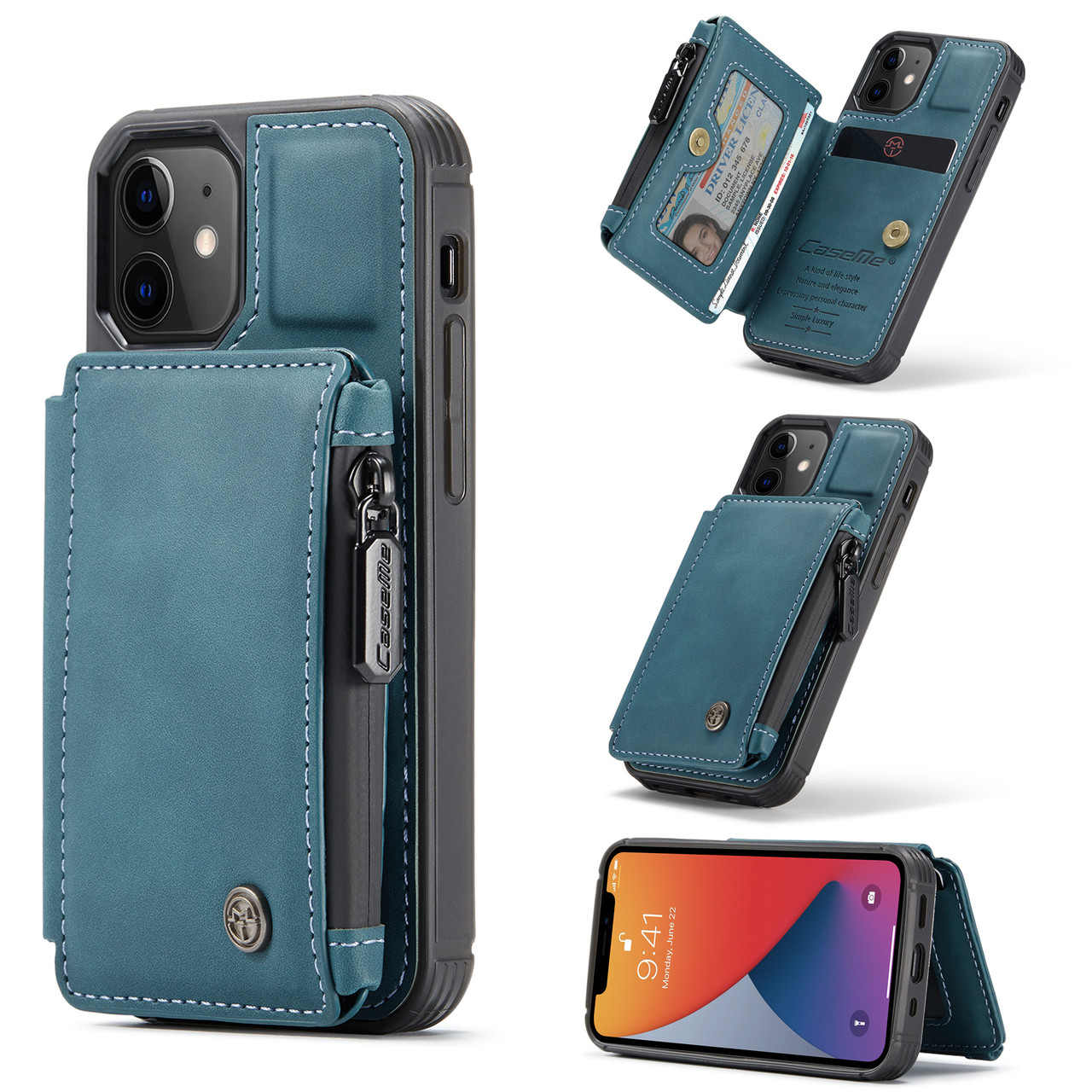 CaseMe Shockproof iPhone 12 Mini PU Leather Case Cover Wallet