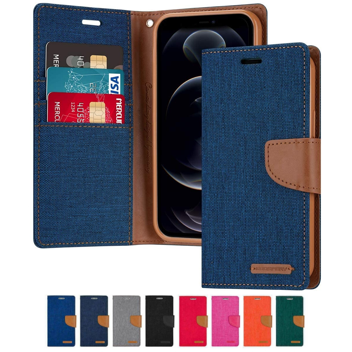 Goospery iPhone 11 Pro Max Canvas Fabric Flip Wallet Case Cover