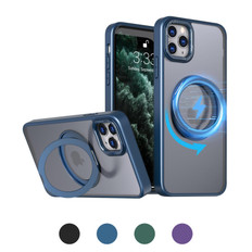 iPhone 11 Pro Max Frosted Back MagSafe Wireless Charging 360 Rotate Ring Stand Case Cover Apple