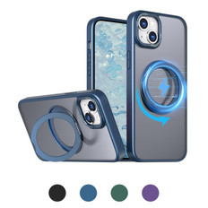 iPhone 15+ Plus Frosted Back MagSafe Wireless Charging 360 Rotate Ring Stand Case Cover Apple