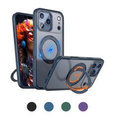 iPhone 17 Pro Max Frosted Back MagSafe Wireless Charging 360 Rotate Ring Stand Case Cover Apple ProMax