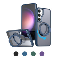 Samsung Galaxy S24 FE 5G Frosted Back MagSafe Wireless Charging 360 Rotate Ring Stand Case Cover S721