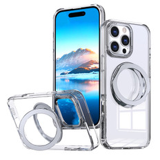 iPhone 16 Pro Max Clear Back MagSafe Wireless Charging 360 Rotate Ring Stand Case Cover Apple