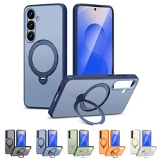 Shockproof Samsung Galaxy S24 5G MagSafe Wireless Charging 360 Rotate Stand Case Cover Colour Ring S921