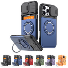 Shockproof iPhone 16 Pro Max Card Holder 360 Rotate Stand Case Cover Apple ProMax