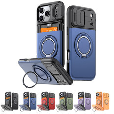 Shockproof iPhone 17 Pro Max Card Holder 360 Rotate Stand Case Cover Apple ProMax