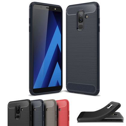 Slim Samsung Galaxy J8 Carbon Fibre Soft Carbon Case Cover 2018 J810