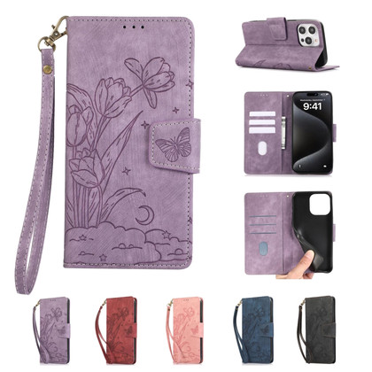 Folio Case iPhone 15+ Plus Leather Cover Butterfly Apple Phone 15Plus